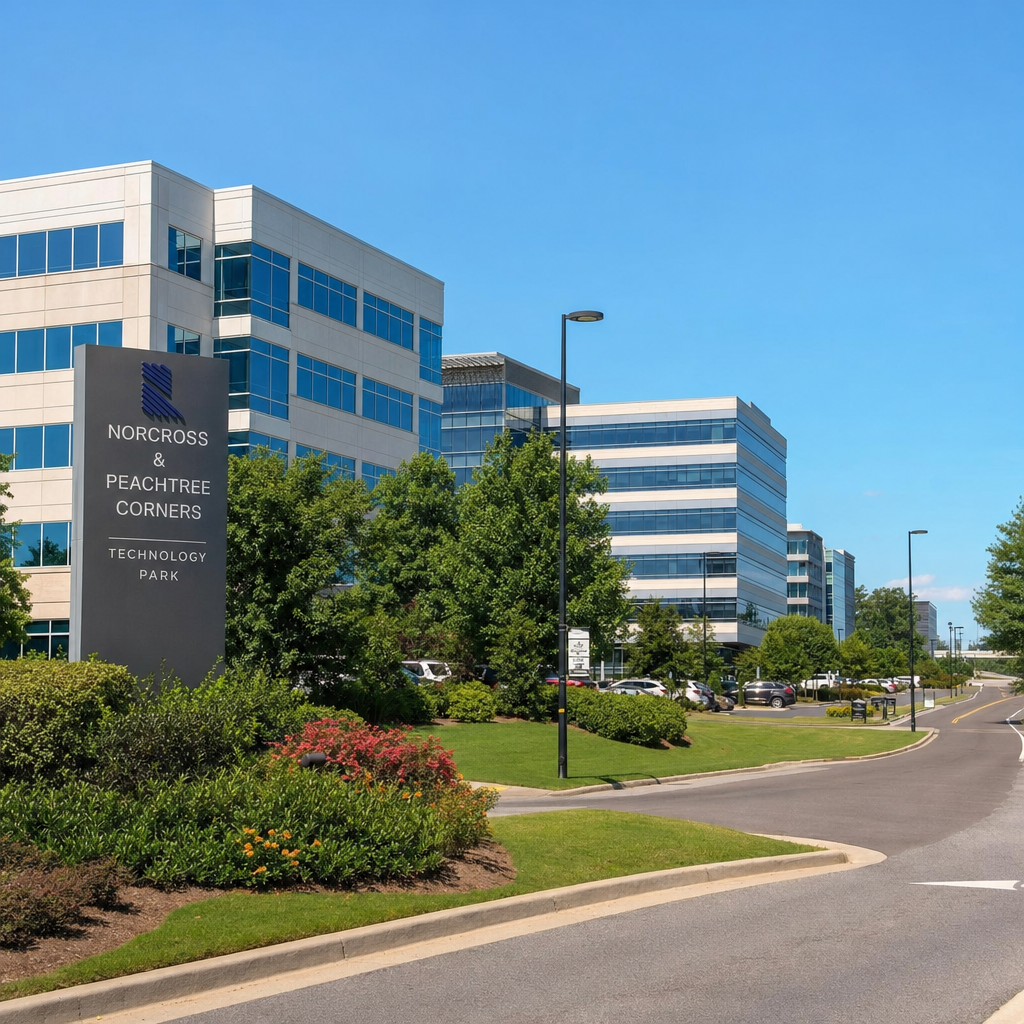 Norcross Peachtree Corners aerial view