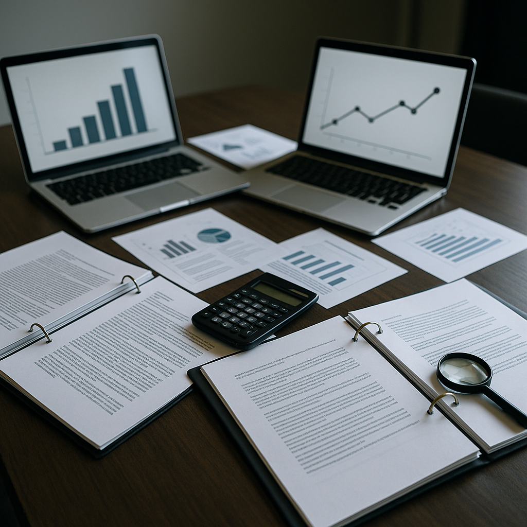 Acquisition team reviewing diligence materials in an Atlanta conference room.