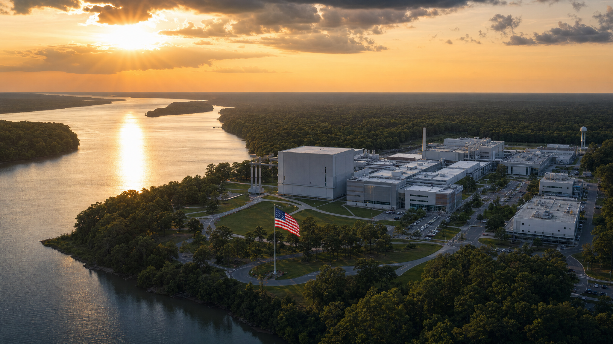 Aerial view of the Savannah River Site federal facility near Augusta, Georgia — a major economic engine for the region.